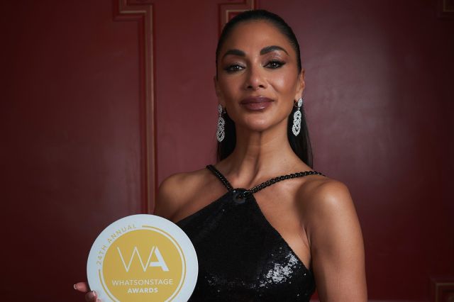 Nicole Scherzinger with her WhatsOnStage Award