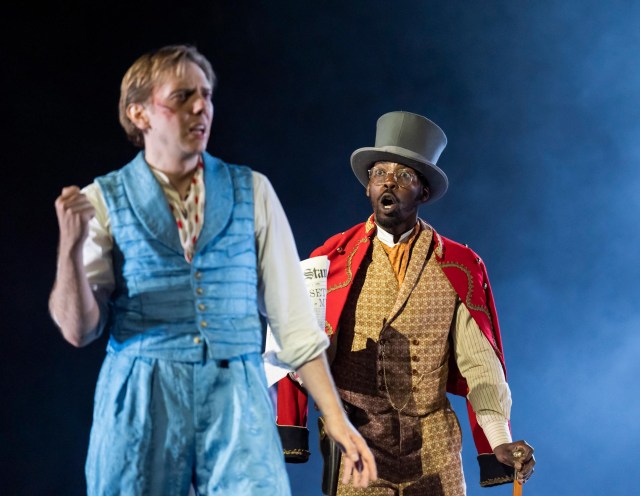 Sherlock Holmes. Joshua James (Sherlock Holmes) & Jyuddah Jaymes (Watson). Credit Tristram Kenton.