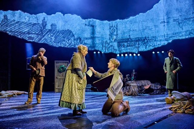 Stephen Beckett, Jo Castleton, Tom Sturgess and Nicholas Khan in War Horse 2026 at the National Theatre (c) Brinkhoff Moegenburg 1136 0661