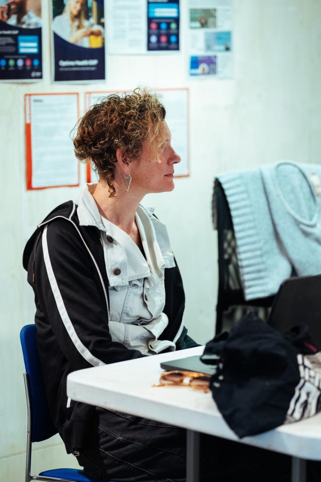 Anna Watson in rehearsals for THE GUILTY Donmar Warehouse photo by Helen Murray