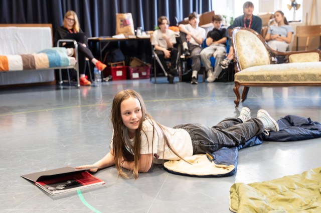 Felicity Moore (Small Alison) in rehearsals for Fun Home at the Royal Exchange Theatre credit Johan Persson Felicity Moore (Small Alison) in rehearsals for Fun Home at the Royal Exchange Theatre credit Johan Persson