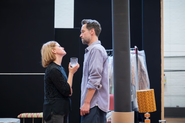 Jemima Rooper (Elaine) and Tom Mison (Stefan) in rehearsal for The Misanthrope at the National Theatre. Photographer Marc Brenner 06113 Jemima Rooper (Elaine) and Tom Mison (Stefan) in rehearsal for The Misanthrope at the National Theatre. Photographer Marc Brenner 06113