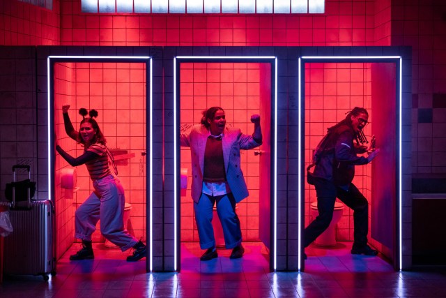 (L R) Grace Towning (Zo), Cole Dennis (Laura) and Ivano Turco (Finley) Photography by Mark Senior (L R) Grace Towning (Zo), Cole Dennis (Laura) and Ivano Turco (Finley) Photography by Mark Senior