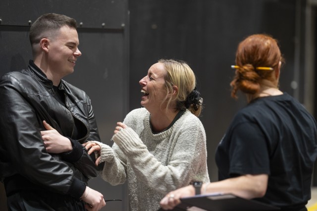 L R Kieran Andrew (Spud), Rebecca McKinnis (Cathy Renton). (Credit Hugo Glendinning) L R Kieran Andrew (Spud), Rebecca McKinnis (Cathy Renton). (Credit Hugo Glendinning)