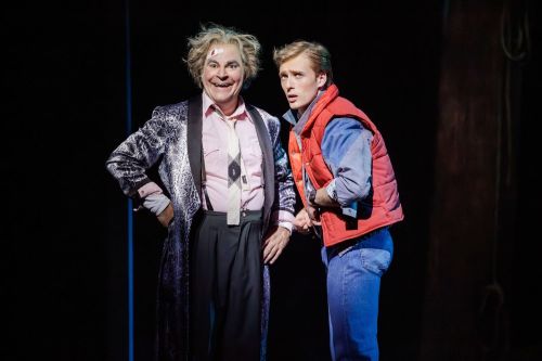 Roger Bart (Doc Brown) and Axel Duffy (Marty McFly), photo by Daniel Boud