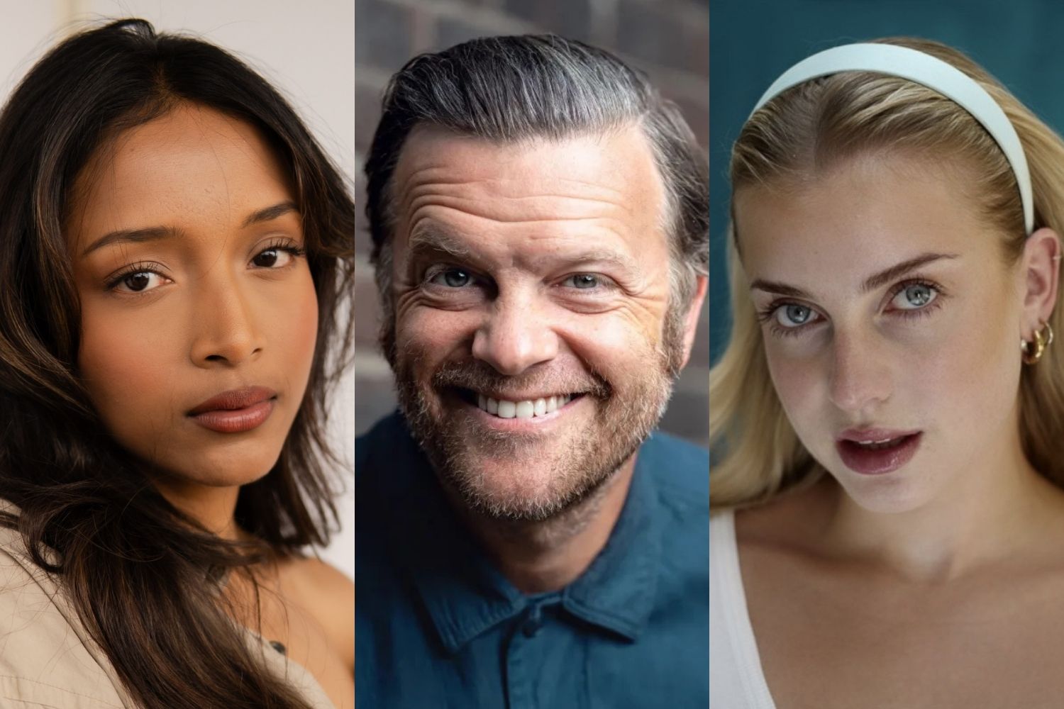 Akshara Gunda, Tom Bennett and Misty May Tindall, headshots supplied by the production
