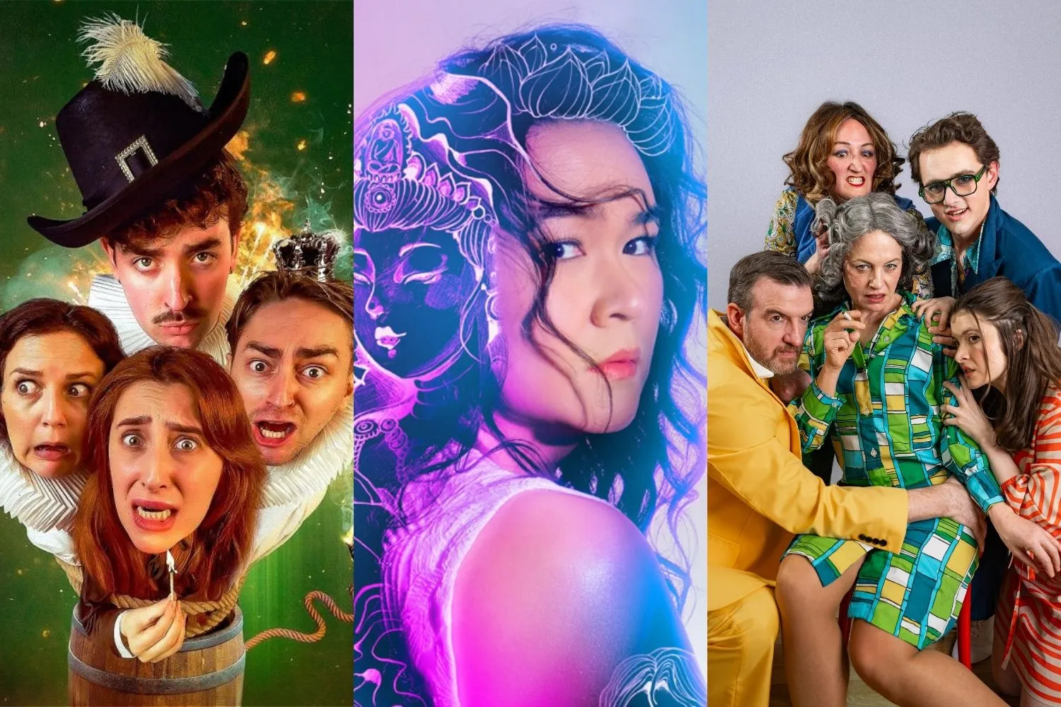 Three of the shows featured on this list, artwork supplied by the productions