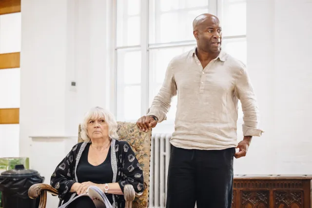 L R Susan Penhaligon, Nicholas Bailey in rehearsals for THE MOUSETRAP 75TH ANNIVERSARY UK TOUR, Credit Danny Kaan L R Susan Penhaligon, Nicholas Bailey in rehearsals for THE MOUSETRAP 75TH ANNIVERSARY UK TOUR, Credit Danny Kaan