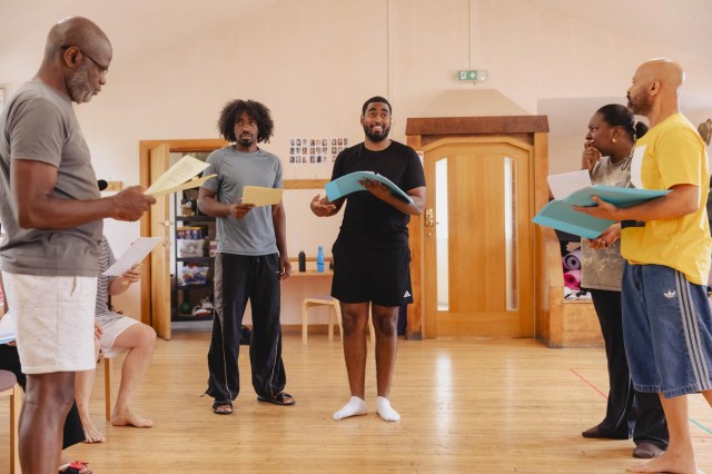 L R Usifu Jollah, Chris Mbaki, Ivandro Da Cruz Leite, Morenike Onajabi and Craig Blake as Oga, D Miz, Sinclair, Kemi and Delroy L R Usifu Jollah, Chris Mbaki, Ivandro Da Cruz Leite, Morenike Onajabi and Craig Blake as Oga, D Miz, Sinclair, Kemi and Delroy