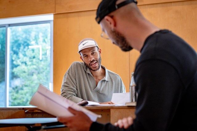 Table 17 at Kiln Theatre. Michael Rishawn and Jamael Westman in rehearsals. Credit Steve Gregson. 1153 Table 17 at Kiln Theatre. Michael Rishawn and Jamael Westman in rehearsals. Credit Steve Gregson. 1153