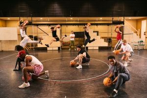 The cast in rehearsals for High School Musical