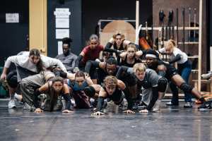 Company of The Hunger Games On Stage in rehearsal credit Danny Kaan (3)