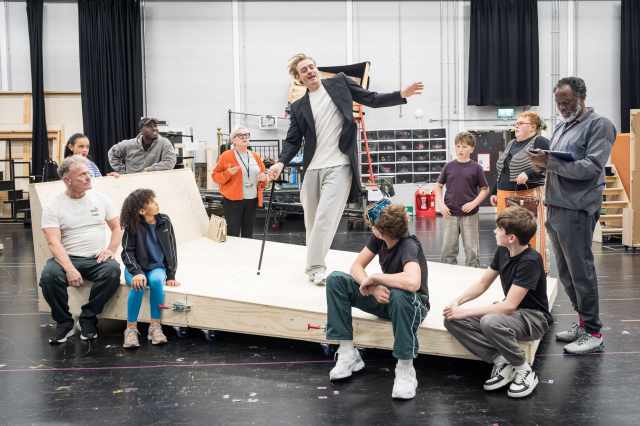 Jonny Fines (Willy Wonka) and the Company of CHARLIE AND THE CHOCOLATE FACTORY in Rehearsals Photo Marc Brenner (1)