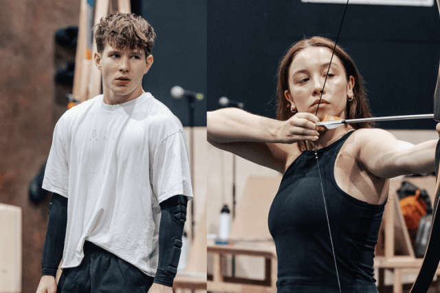 Vinnie Copeland & Elizabeth Anderson in rehearsals for The Hunger Games On Stage credit Danny Kaan Vinnie Copeland & Elizabeth Anderson in rehearsals for The Hunger Games On Stage credit Danny Kaan